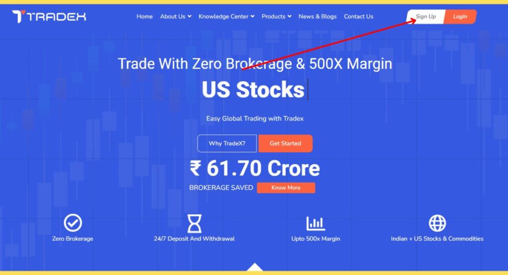 TradeX Live Website Interface