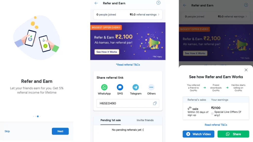 Gromo app refer and earn